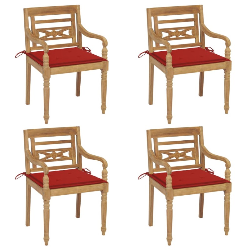 vidaXL Batavia-Stühle mit Kissen 4 Stk. Massivholz Teak vidaXL Batavia-Stühle mit Kissen 4 Stk. Massivholz Teak