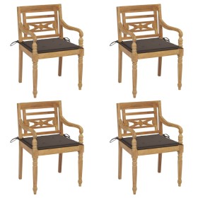 vidaXL Batavia-Stühle mit Kissen 4 Stk. Massivholz Teak
