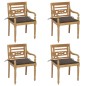 vidaXL Batavia-Stühle mit Kissen 4 Stk. Massivholz Teak