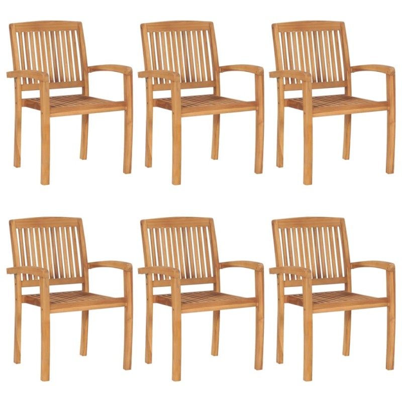 Stapelbare Gartenstühle 6 Stk. Massivholz Teak Stapelbare Gartenstühle 6 Stk. Massivholz Teak