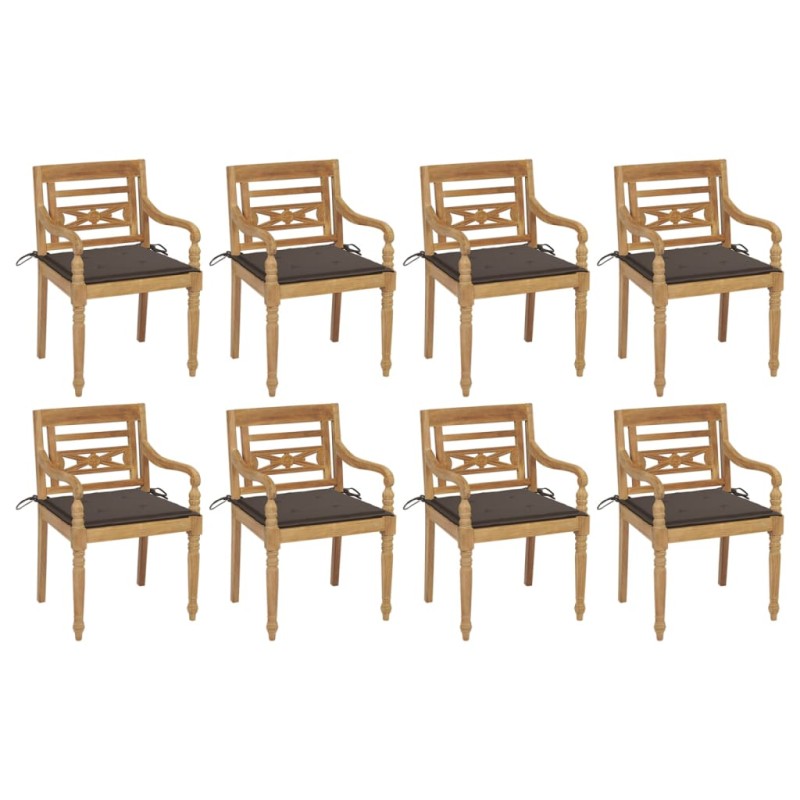 vidaXL Batavia-Stühle mit Kissen 8 Stk. Massivholz Teak vidaXL Batavia-Stühle mit Kissen 8 Stk. Massivholz Teak