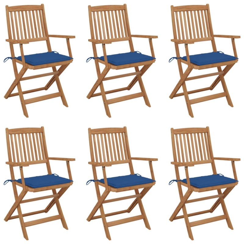 vidaXL Klappbare Gartenstühle 6 Stk. mit Kissen Massivholz Akazie vidaXL Klappbare Gartenstühle 6 Stk. mit Kissen Massivholz Akazie