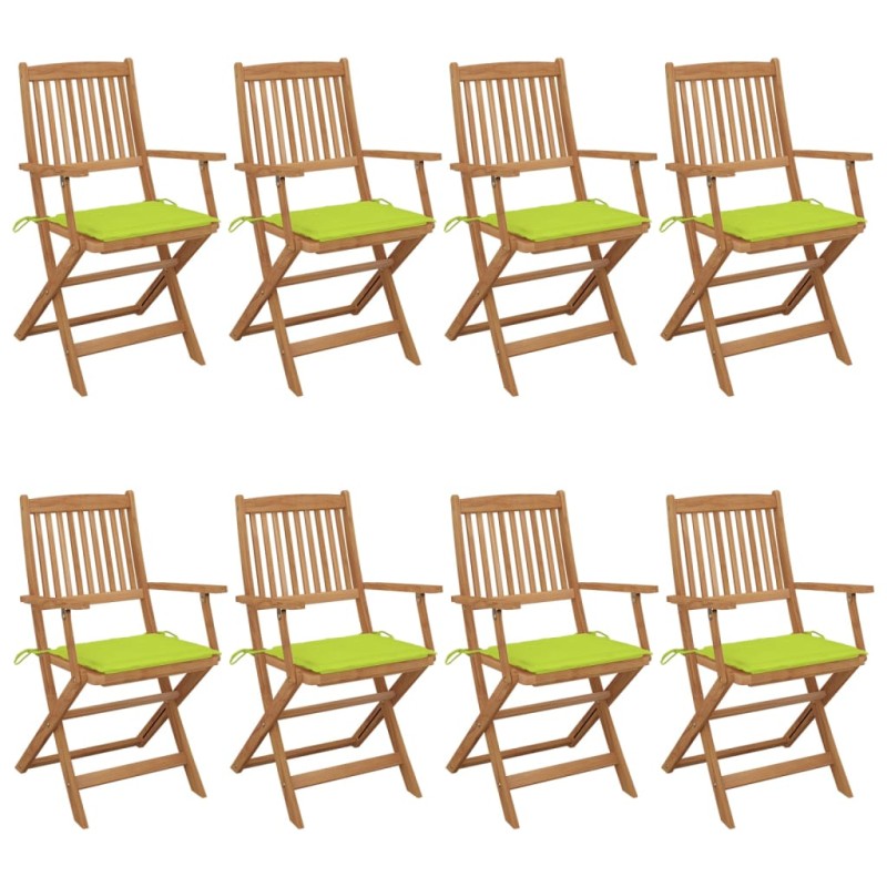 vidaXL Klappbare Gartenstühle 8 Stk. mit Kissen Massivholz Akazie vidaXL Klappbare Gartenstühle 8 Stk. mit Kissen Massivholz Akazie
