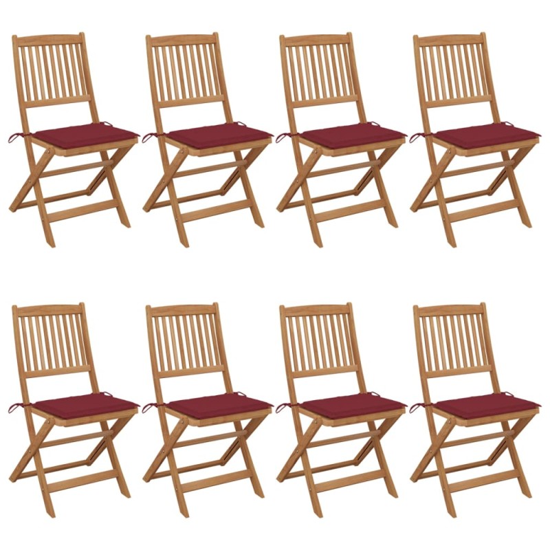 vidaXL Klappbare Gartenstühle 8 Stk. mit Kissen Massivholz Akazie vidaXL Klappbare Gartenstühle 8 Stk. mit Kissen Massivholz Akazie