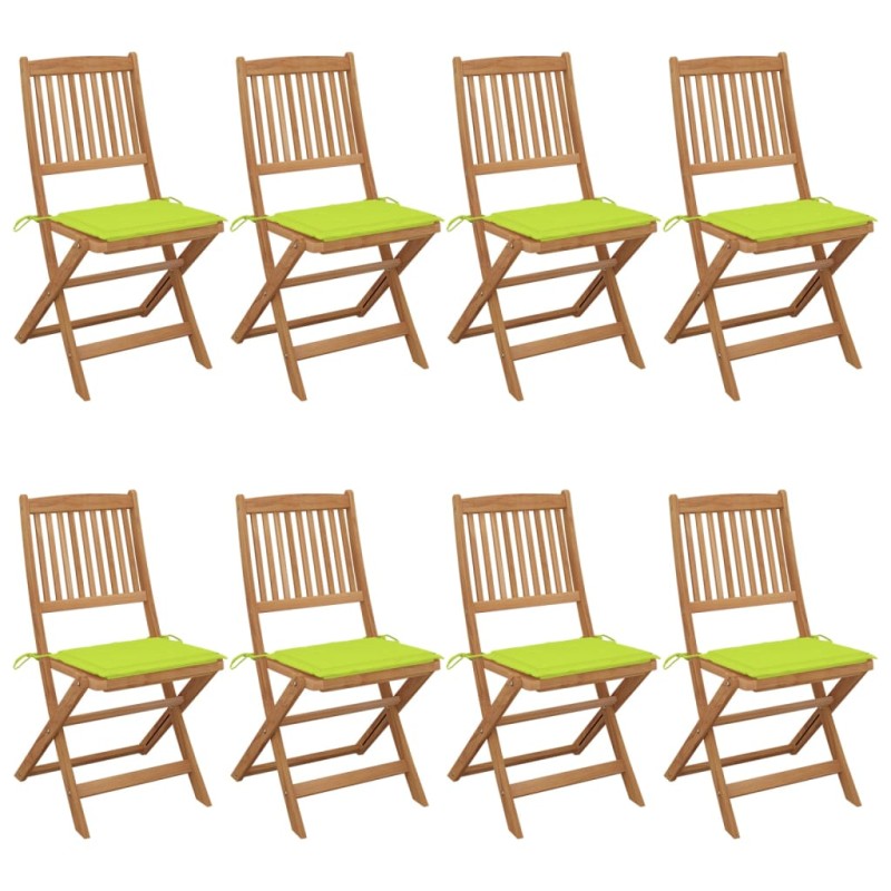 vidaXL Klappbare Gartenstühle 8 Stk. mit Kissen Massivholz Akazie vidaXL Klappbare Gartenstühle 8 Stk. mit Kissen Massivholz Akazie