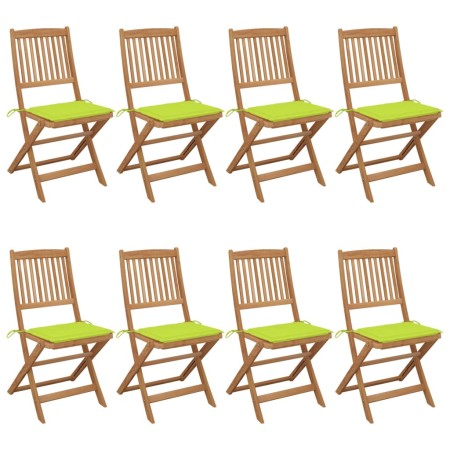 vidaXL Klappbare Gartenstühle 8 Stk. mit Kissen Massivholz Akazie