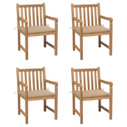 vidaXL Gartenstühle 4 Stk. mit Beigen Kissen Massivholz Teak