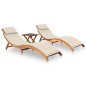 vidaXL Sonnenliegen 2 Stk. mit Tisch und Auflagen Massivholz Akazie vidaXL Sonnenliegen 2 Stk. mit Tisch und Auflagen Massivholz Akazie