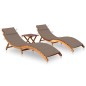 vidaXL Sonnenliegen 2 Stk. mit Tisch und Auflagen Massivholz Akazie vidaXL Sonnenliegen 2 Stk. mit Tisch und Auflagen Massivholz Akazie