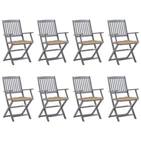vidaXL Klappbare Gartenstühle 8 Stk. mit Kissen Massivholz Akazie