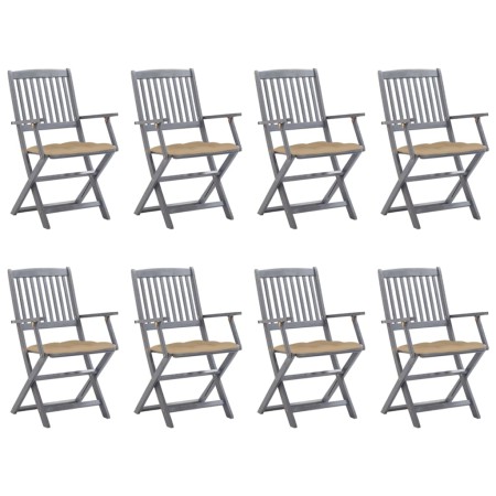 vidaXL Klappbare Gartenstühle 8 Stk. mit Kissen Massivholz Akazie
