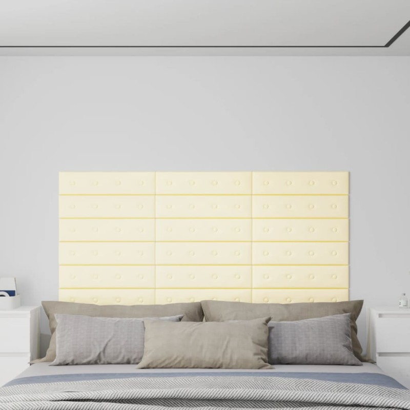 vidaXL Wandpaneele 12 Stk. Creme 60x15 cm Kunstleder 1,08 m² vidaXL Wandpaneele 12 Stk. Creme 60x15 cm Kunstleder 1,08 m²