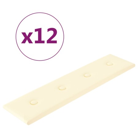 vidaXL Wandpaneele 12 Stk. Creme 60x15 cm Kunstleder 1,08 m²