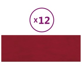 vidaXL Wandpaneele 12 Stk. Weinrot 90x30 cm Samt 3,24 m²