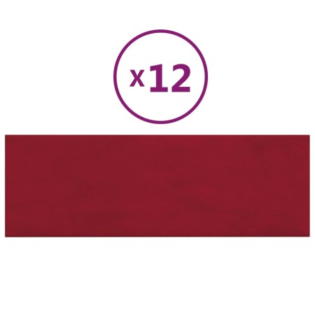 vidaXL Wandpaneele 12 Stk. Weinrot 90x30 cm Samt 3,24 m²