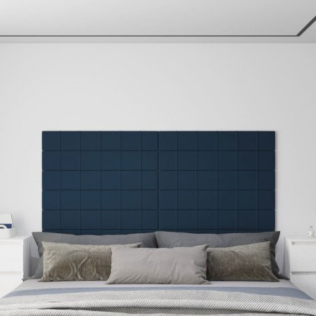 vidaXL Wandpaneele 12 Stk. Blau 90x15 cm Samt 1,62 m²