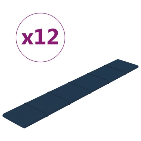 vidaXL Wandpaneele 12 Stk. Blau 90x15 cm Samt 1,62 m²
