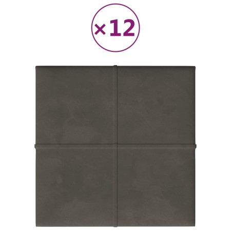 vidaXL Wandpaneele 12 Stk. Dunkelgrau 30x30 cm Samt 1,08 m²