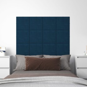 vidaXL Wandpaneele 12 Stk. Blau 30x30 cm Samt 1,08 m²
