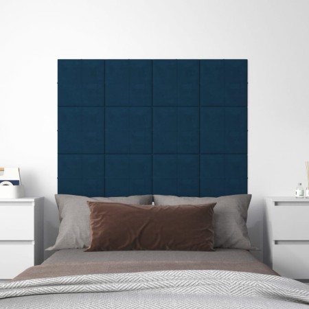 vidaXL Wandpaneele 12 Stk. Blau 30x30 cm Samt 1,08 m²