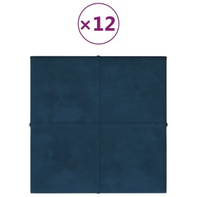 vidaXL Wandpaneele 12 Stk. Blau 30x30 cm Samt 1,08 m²