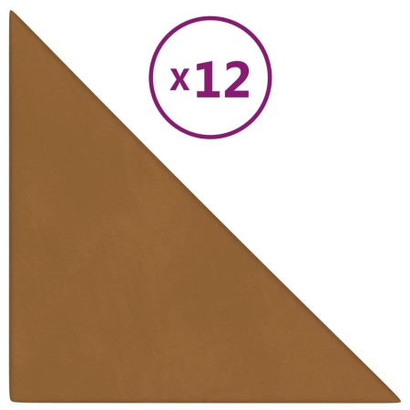 vidaXL Wandpaneele 12 Stk. Braun 30x30 cm Samt 0,54 m²