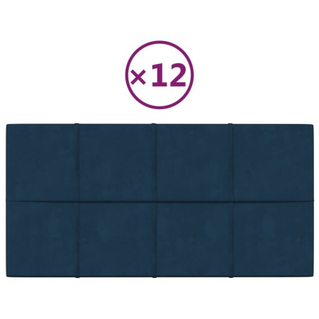 vidaXL Wandpaneele 12 Stk. Blau 60x30 cm Samt 2,16 m²