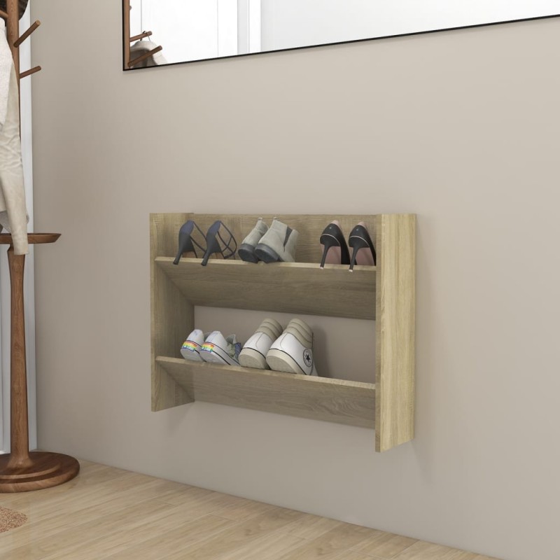 vidaXL Wand-Schuhschrank Sonoma-Eiche 80x18x60 cm Holzwerkstoff vidaXL Wand-Schuhschrank Sonoma-Eiche 80x18x60 cm Holzwerkstoff