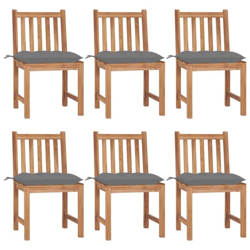 Gartenstühle 6 Stk. mit Kissen Massivholz Teak Gartenstühle 6 Stk. mit Kissen Massivholz Teak