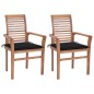 vidaXL Essstühle 2 Stk. mit Schwarzen Kissen Massivholz Teak vidaXL Essstühle 2 Stk. mit Schwarzen Kissen Massivholz Teak