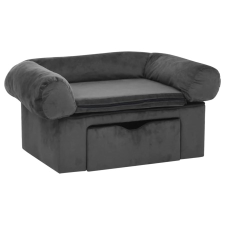 vidaXL Hundesofa mit Schublade Dunkelgrau 75x50x38 cm Plüsch