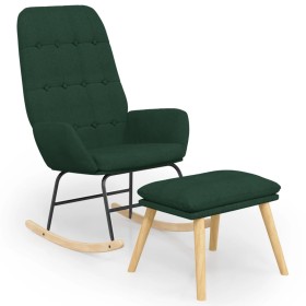 vidaXL Schaukelsessel mit Hocker Dunkelgrün Stoff