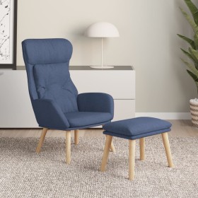 vidaXL Relaxsessel mit Hocker Blau Stoff