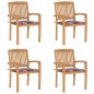 Stapelbare Gartenstühle mit Kissen 4 Stk. Massivholz Teak Stapelbare Gartenstühle mit Kissen 4 Stk. Massivholz Teak