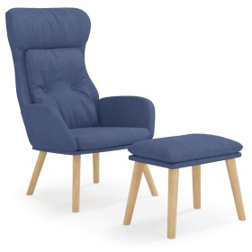 vidaXL Relaxsessel mit Hocker Blau Stoff