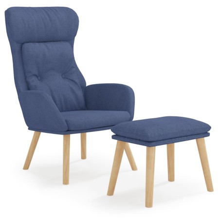 vidaXL Relaxsessel mit Hocker Blau Stoff