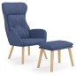 vidaXL Relaxsessel mit Hocker Blau Stoff vidaXL Relaxsessel mit Hocker Blau Stoff
