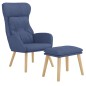 vidaXL Relaxsessel mit Hocker Blau Stoff vidaXL Relaxsessel mit Hocker Blau Stoff