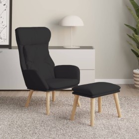 vidaXL Relaxsessel mit Hocker Schwarz Stoff