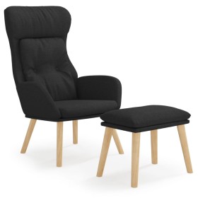 vidaXL Relaxsessel mit Hocker Schwarz Stoff