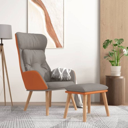 vidaXL Relaxsessel mit Hocker Hellgrau Kunstleder & Stoff