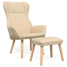 vidaXL Relaxsessel mit Hocker Creme Stoff