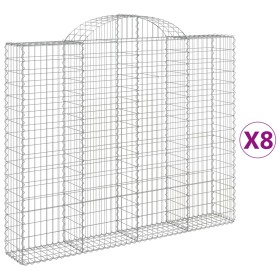 vidaXL Gabionen mit Hochbogen 8 Stk. 200x30x160/180cm Verzinktes Eisen