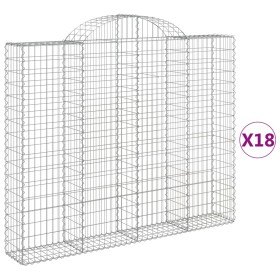 vidaXL Gabionen mit Hochbogen 18 Stk 200x30x160/180cm Verzinktes Eisen