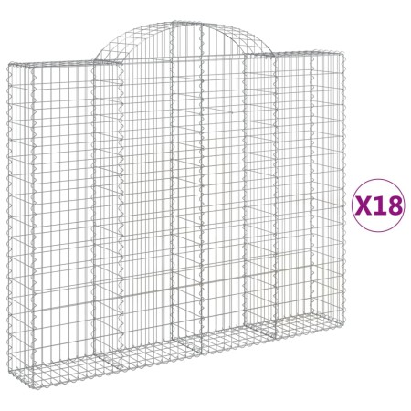 vidaXL Gabionen mit Hochbogen 18 Stk 200x30x160/180cm Verzinktes Eisen