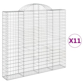 vidaXL Gabionen mit Hochbogen 11 Stk 200x30x180/200cm Verzinktes Eisen