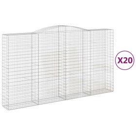vidaXL Gabionen mit Hochbogen 20Stk. 400x50x220/240cm Verzinktes Eisen
