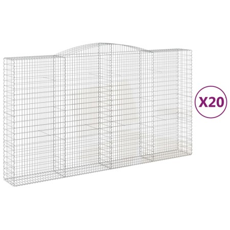 vidaXL Gabionen mit Hochbogen 20Stk. 400x50x220/240cm Verzinktes Eisen