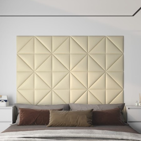 vidaXL Wandpaneele 12 Stk. Creme 30x30 cm Kunstleder 0,54 m²