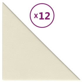 vidaXL Wandpaneele 12 Stk. Creme 30x30 cm Kunstleder 0,54 m²